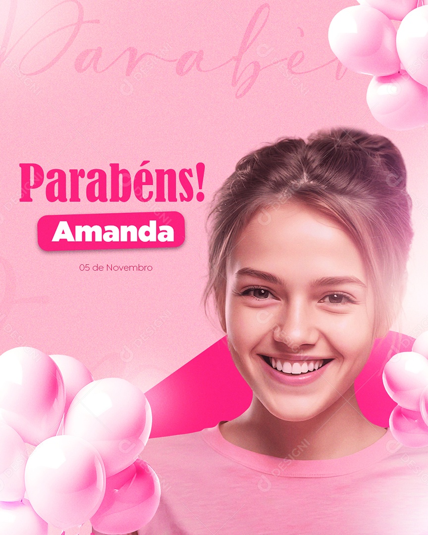 Parabéns Amanda Social Media PSD Editável
