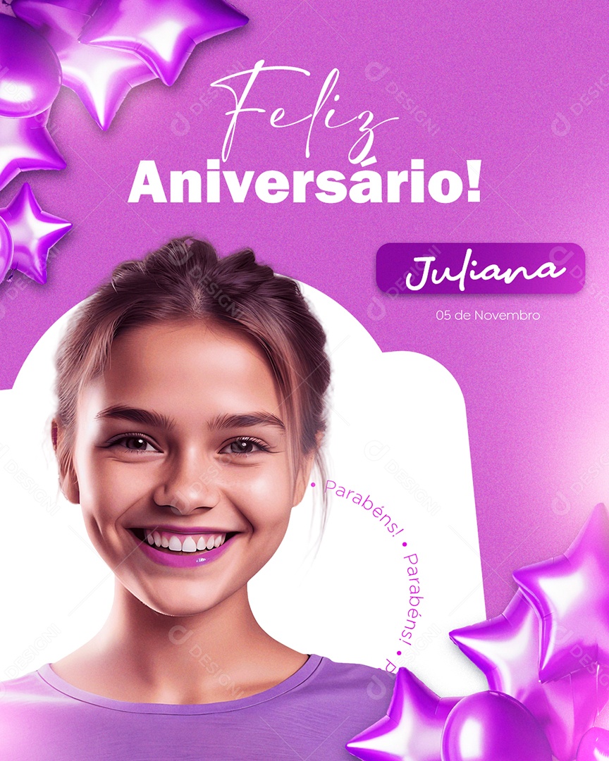 Feliz Aniversário Juliana Social Media PSD Editável