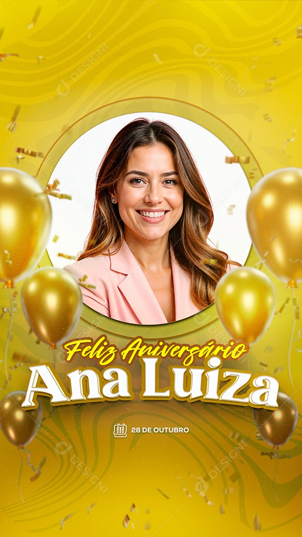 Story Feliz Aniversário Luís Henrique Amarelo Social Media PSD Editável