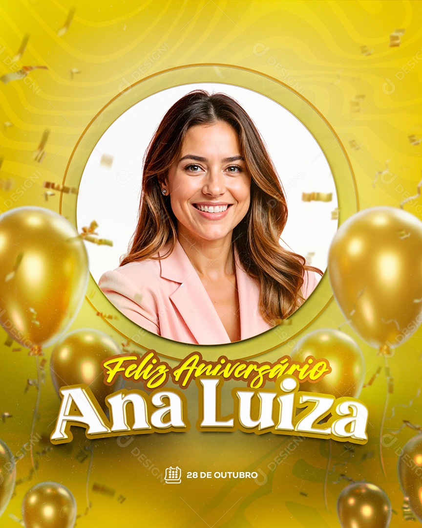 Feliz Aniversário Luís Henrique Amarelo Social Media PSD Editável