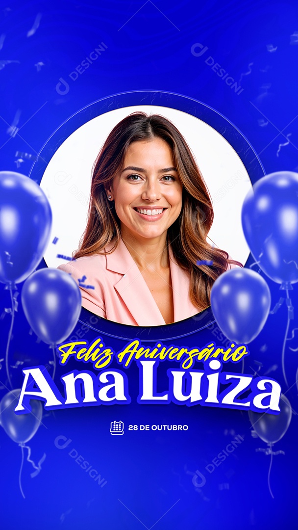 Story Feliz Aniversário Luís Henrique Azul Social Media PSD Editável