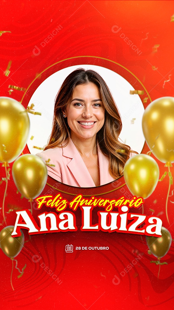 Story Feliz Aniversário Luís Henrique Vermelho Social Media PSD Editável