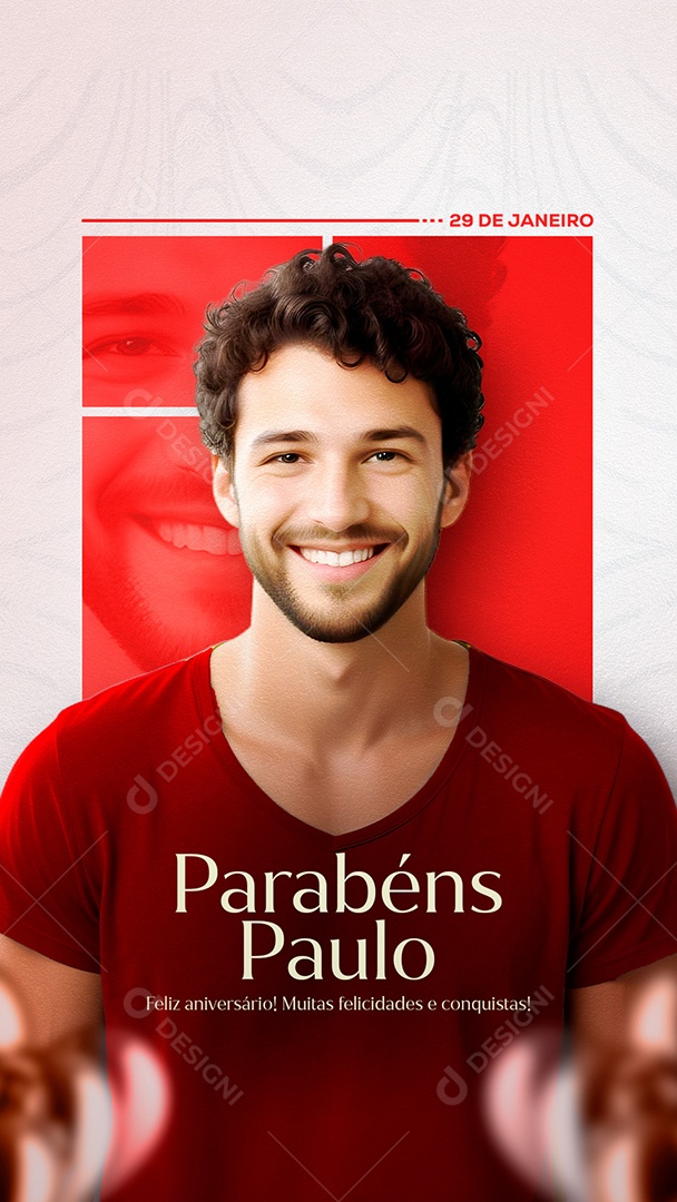 Story Feliz Aniversário Paulo Vermelho Social Media PSD Editável