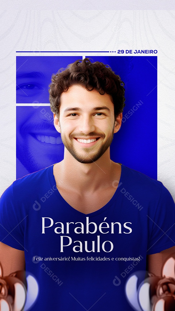Story Feliz Aniversário Paulo Azul Social Media PSD Editável