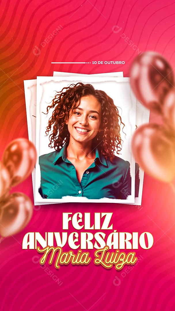 Story Feliz Aniversário Ana Luiza Vermelho Social Media PSD Editável