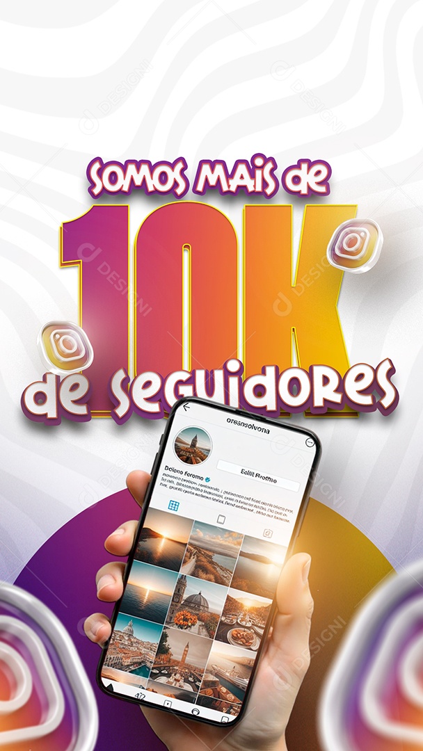 Story Somos 10k Seguidores no Instagram Social Media PSD Editável