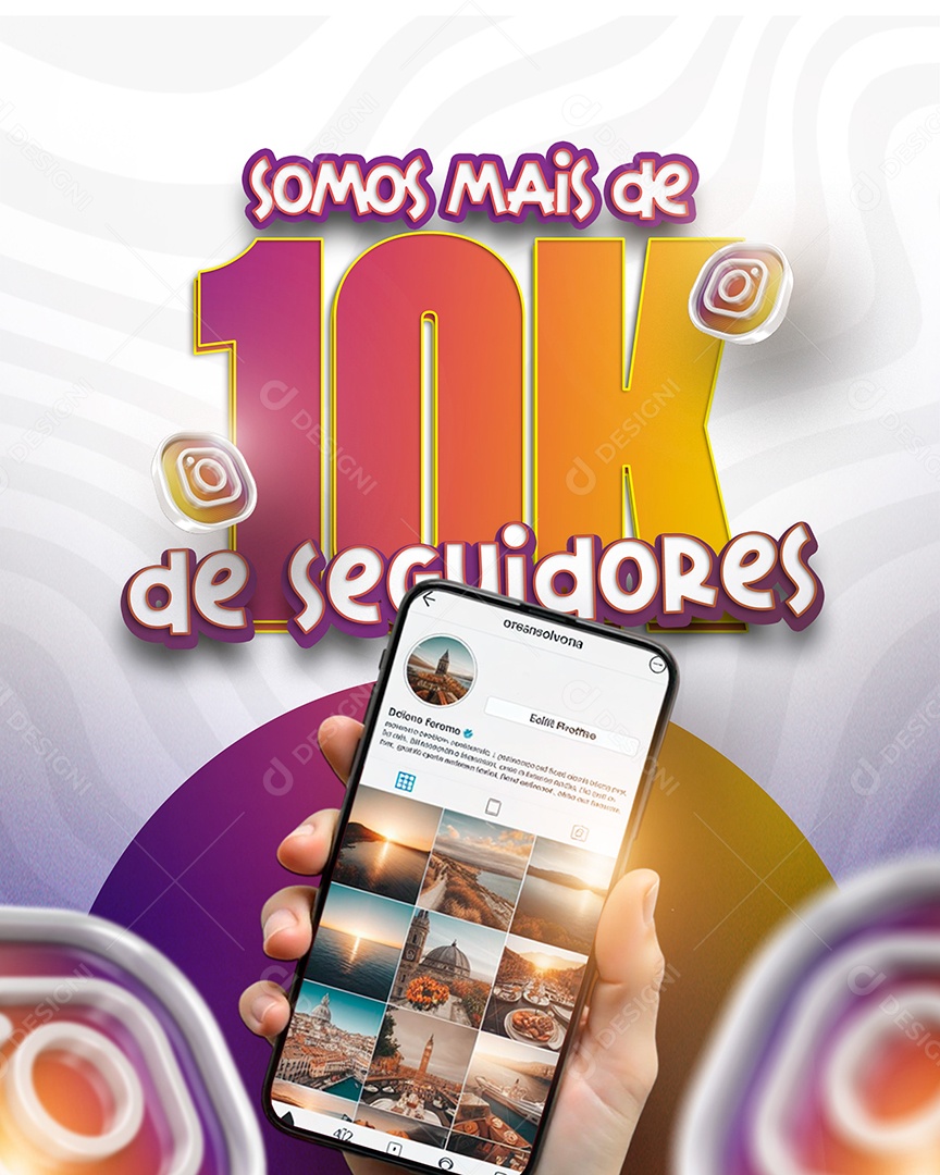 Somos 10k Seguidores no Instagram Social Media PSD Editável