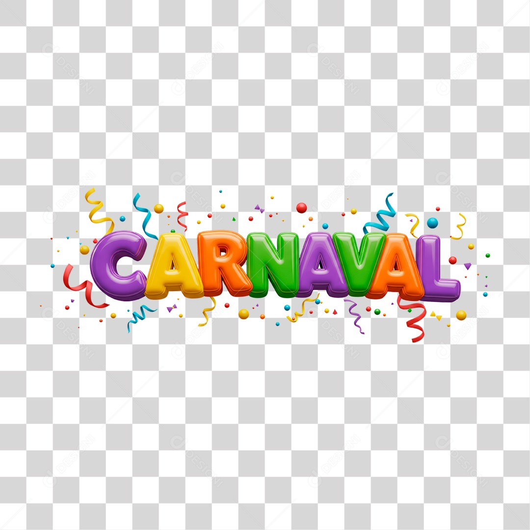 Selo 3D Carnaval Para Composição PNG Transparente