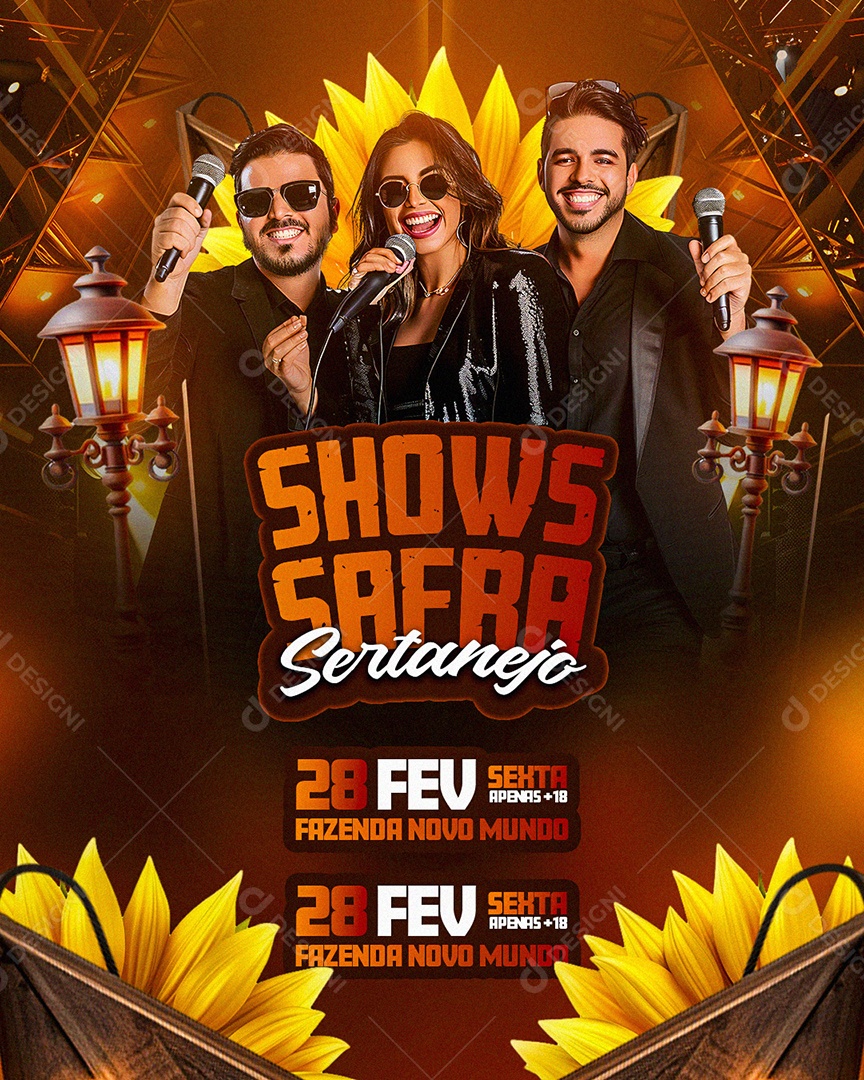 Flyer Shows Safra Sertanejo Social Media PSD Editável