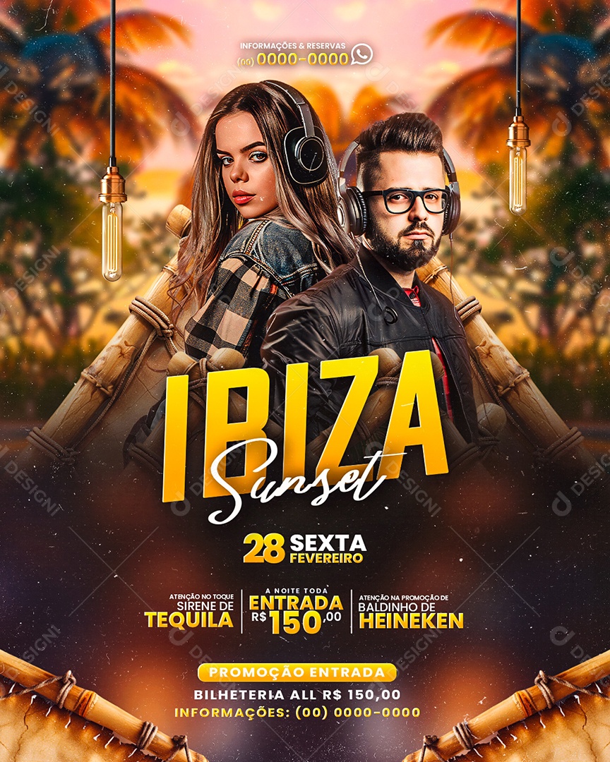 Flyer Ibiza Sunset Social Media PSD Editável