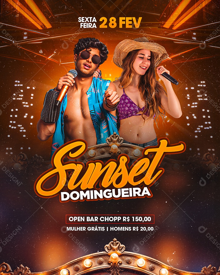 Flyer Sunset Domingueira Social Media PSD Editável