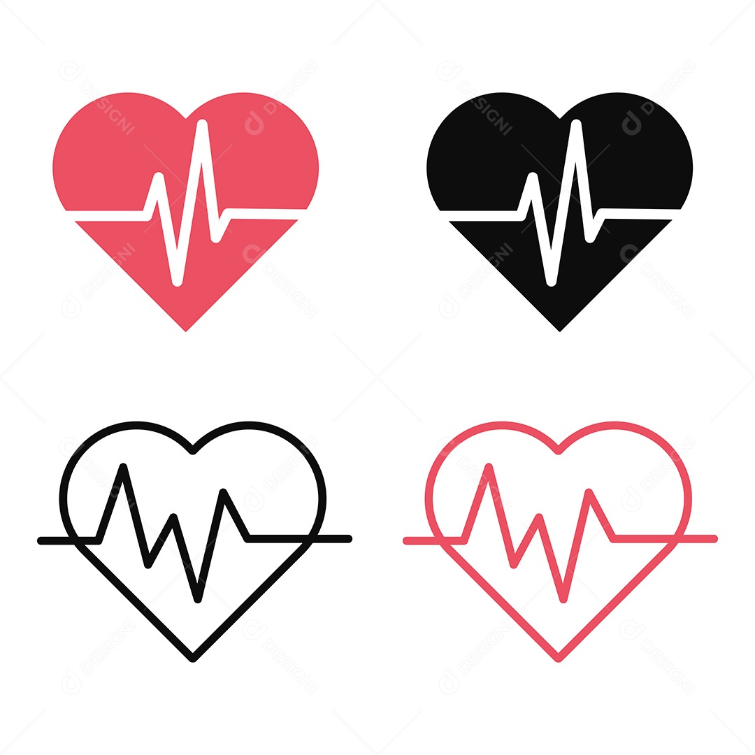 Conjunto de Ícone de Batimentos Cardíacos Vetor EPS