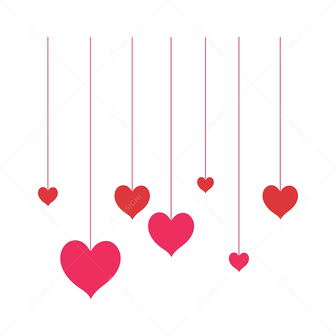 Conjunto de Corações Pendurados Vetor EPS