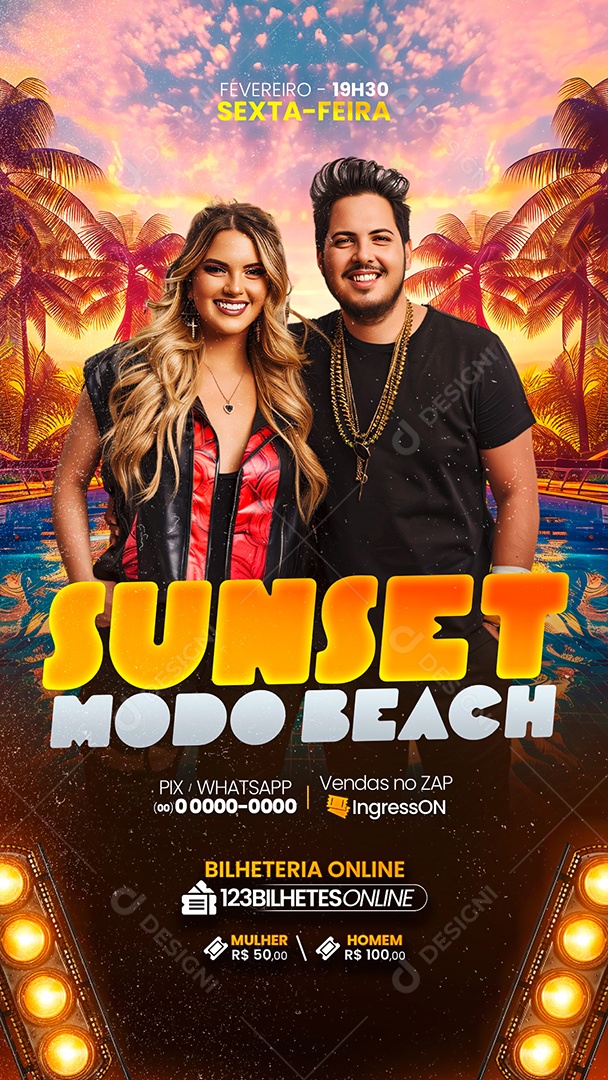 Story Flyer Sunset Modo Beach Social Media PSD Editável