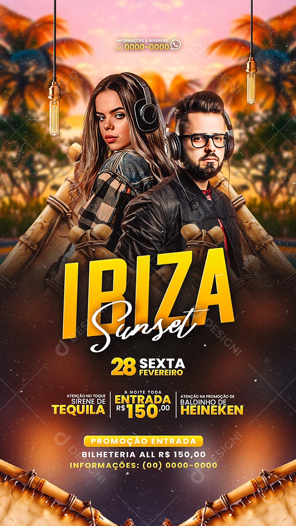 Story Flyer Ibiza Sunset Social Media PSD Editável