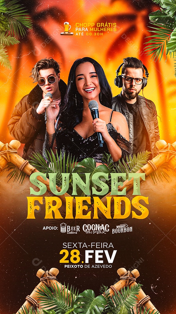 Story Flyer Sunset Friends Social Media PSD Editável