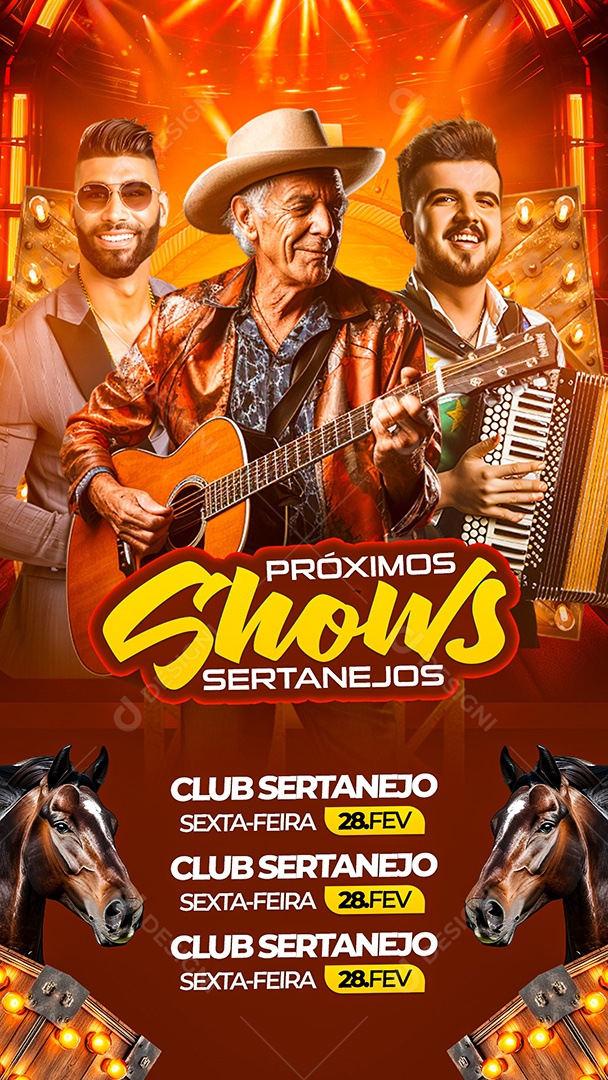 Story Flyer Próximos Shows Sertanejos Social Media PSD Editável