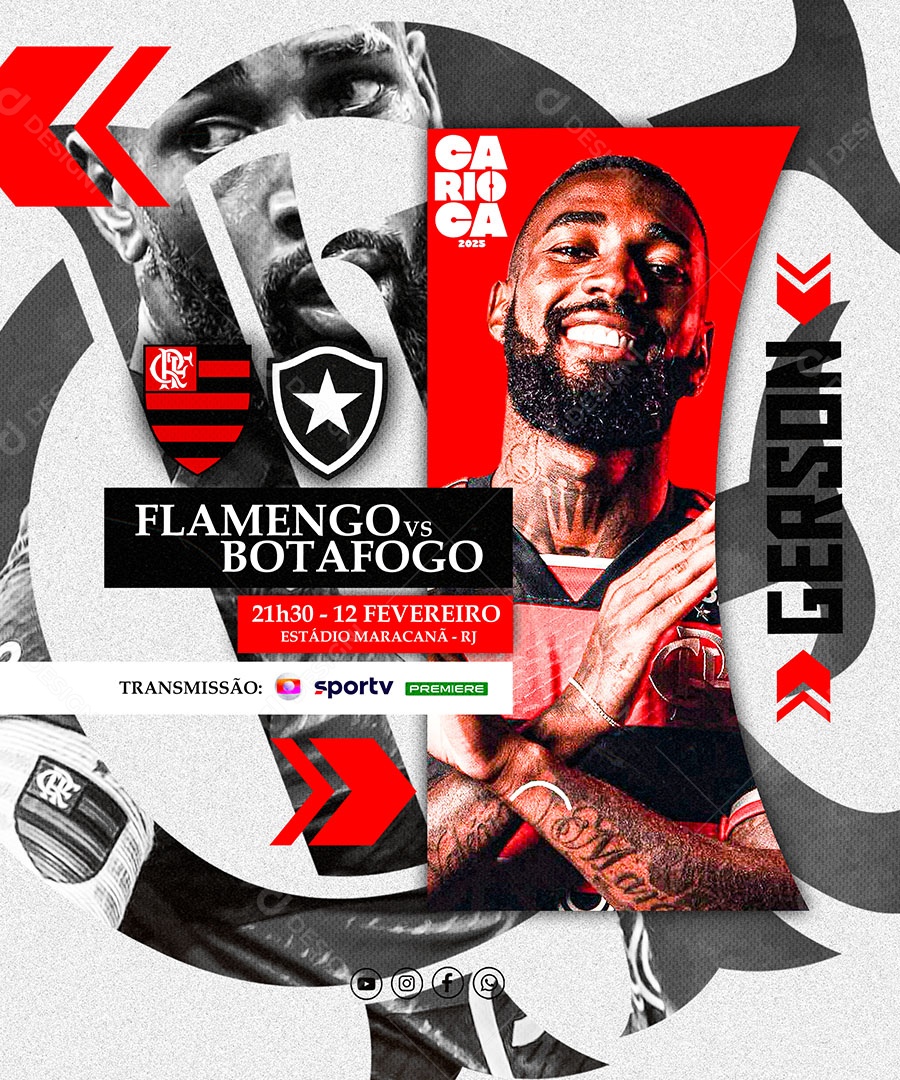 Futebol Botafogo x Flamengo Social Media PSD Editável