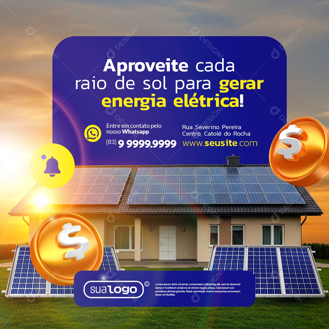 Social Media Energia Solar Aproveite Cada Raio de Sol PSD Editável