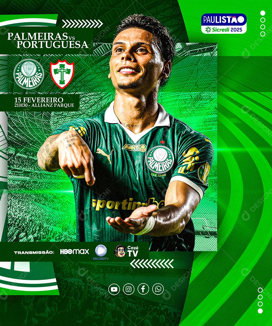 Futebol Palmeiras x Portuguesa Social Media PSD Editável
