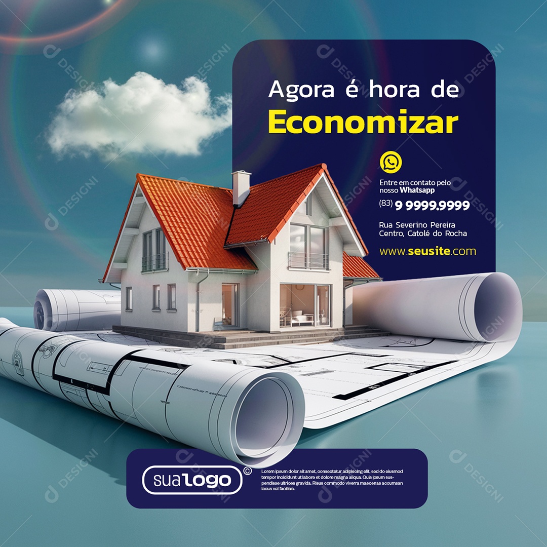 Energia Solar Agora é Hora de Economizar Social Media PSD Editável