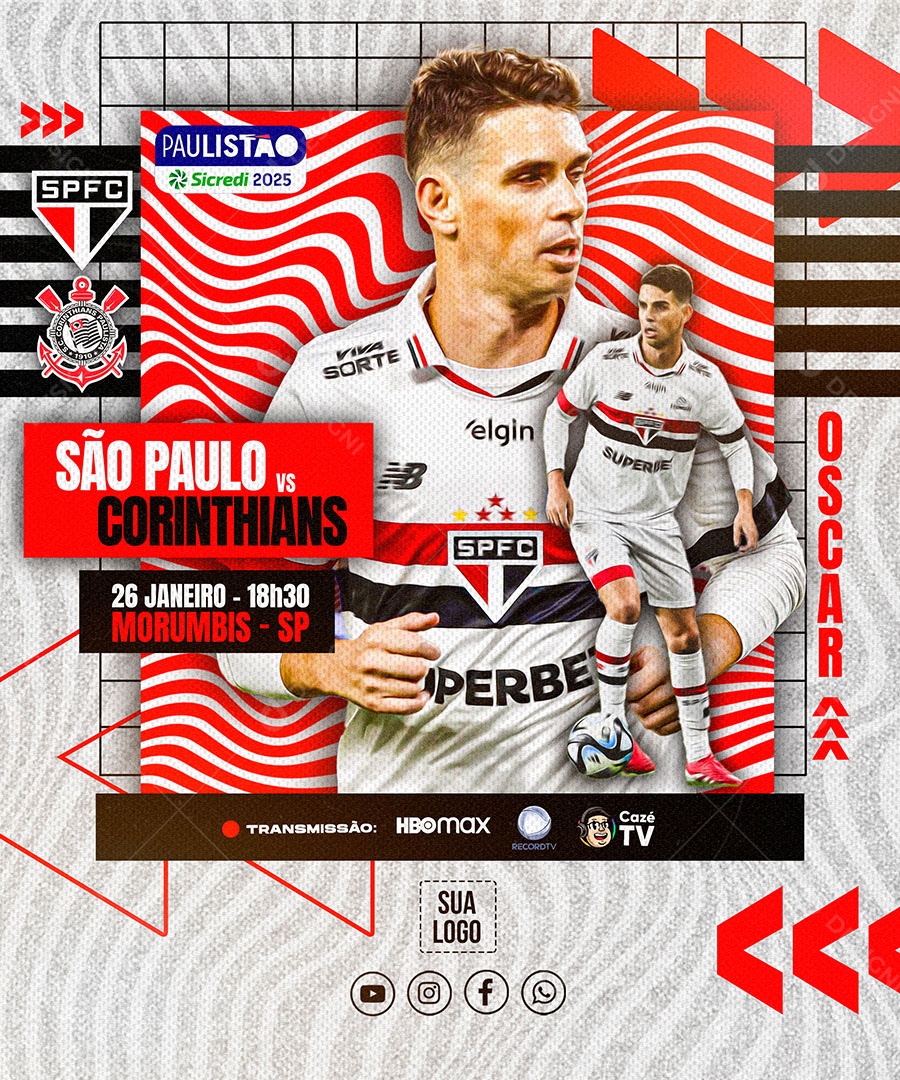 Futebol São Paulo vs Corinthians Social Media PSD Editável