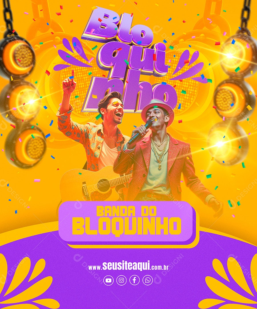 Carnaval Banda do Bloquinho Social Media PSD Editável