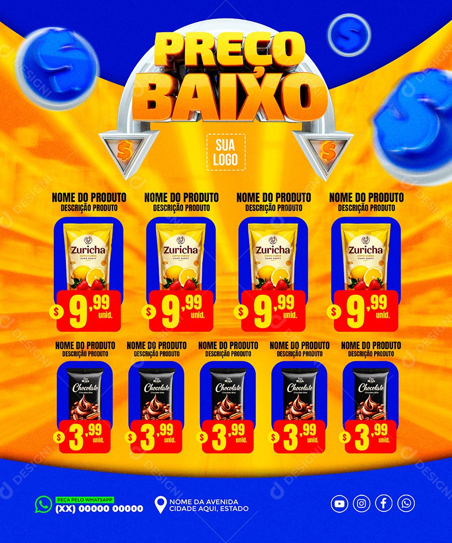 Preço Baixo Ofertas Social Media PSD Editável