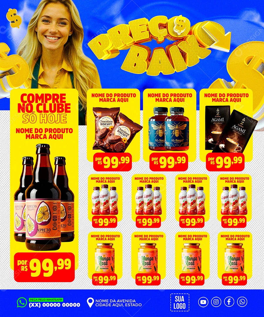 Preço Baixo Compre no Clube Social Media PSD Editável