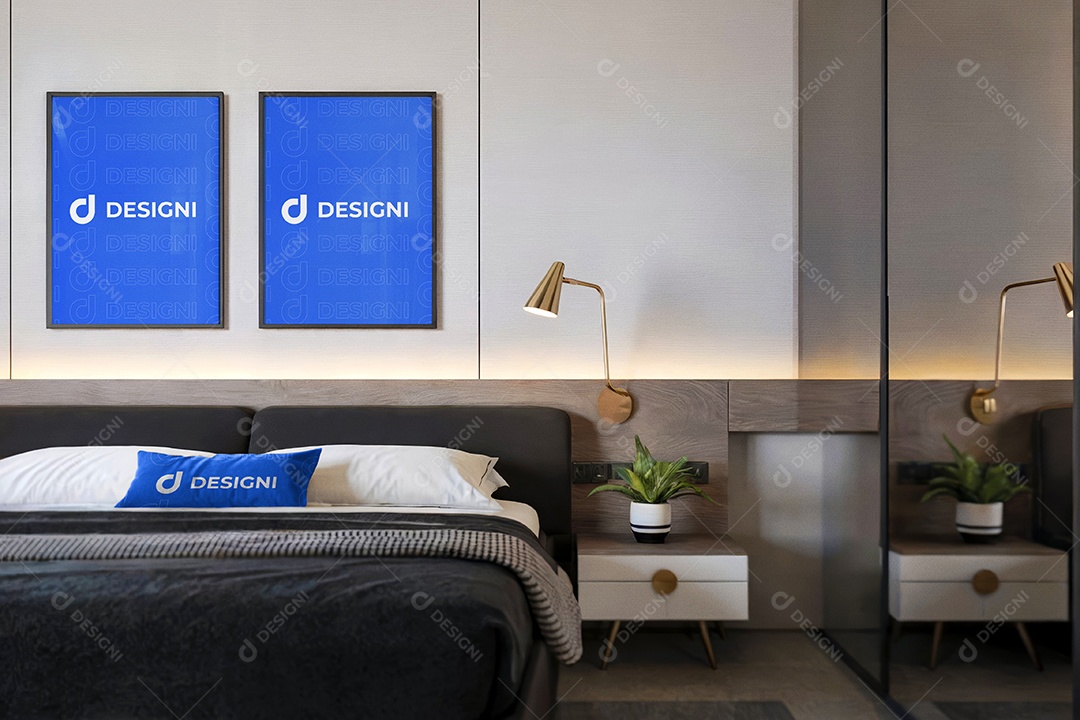 Mockup de Quadro Parede Do Quarto PSD Editável