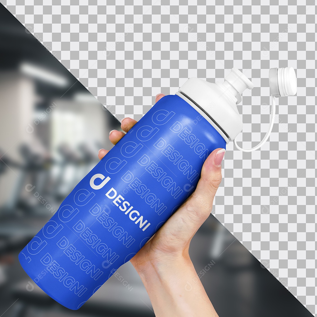 Mockup de Garrafa de Academia Na Mão PSD Editável