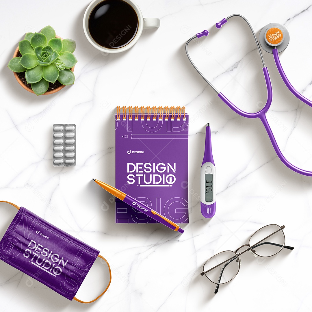 Mockup Identidade Visual Profissionais Da Saúde PSD Editável