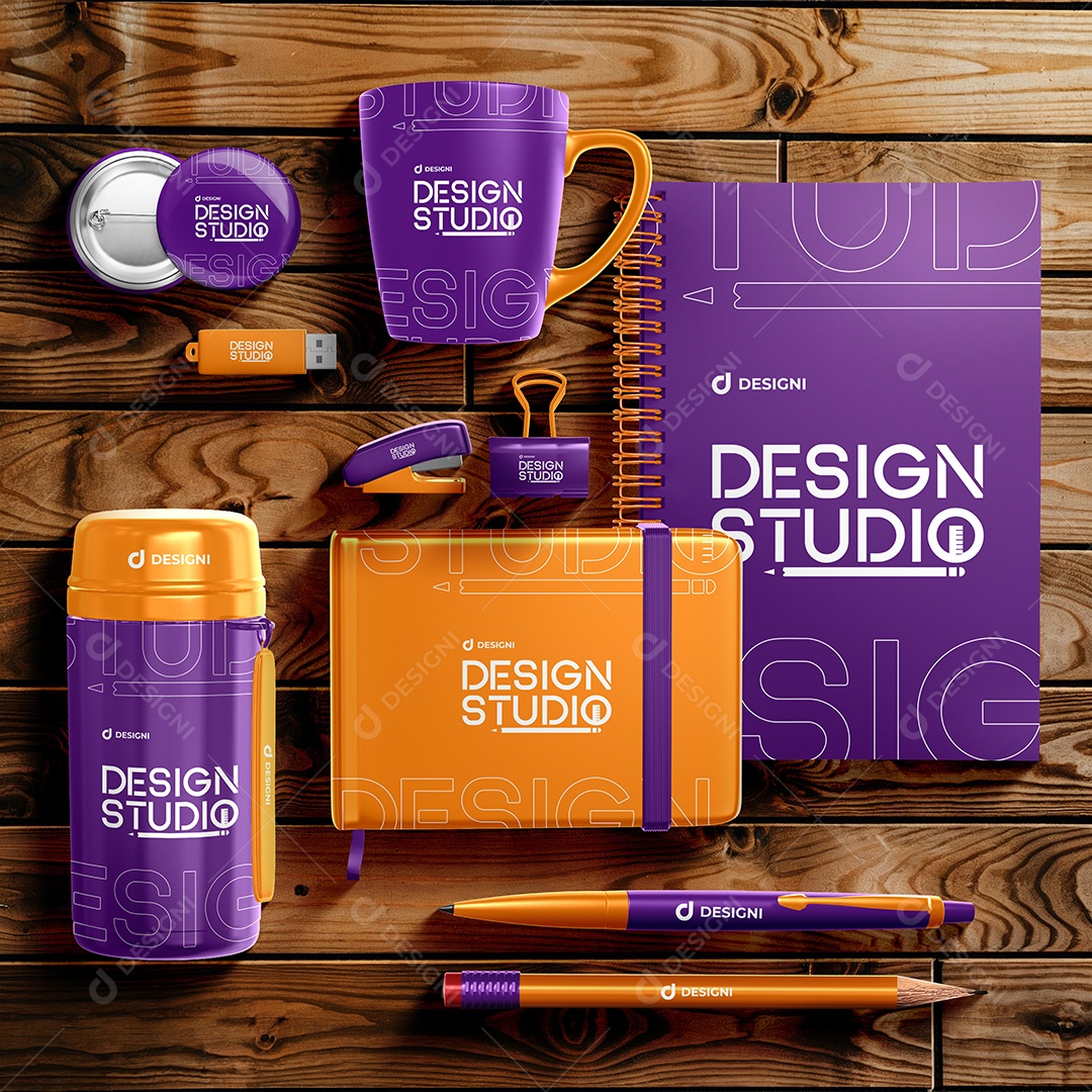 Mockup Material De Escritório PSD Editável