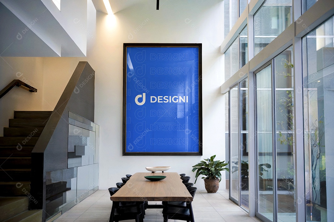 Mockup de Quadro Parede Sala de Jantar PSD Editável