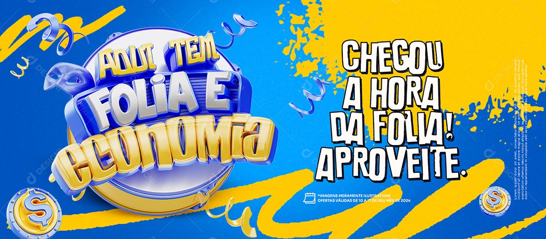 Carrossel Aqui Tem Folia e Economia Social Media PSD Editável