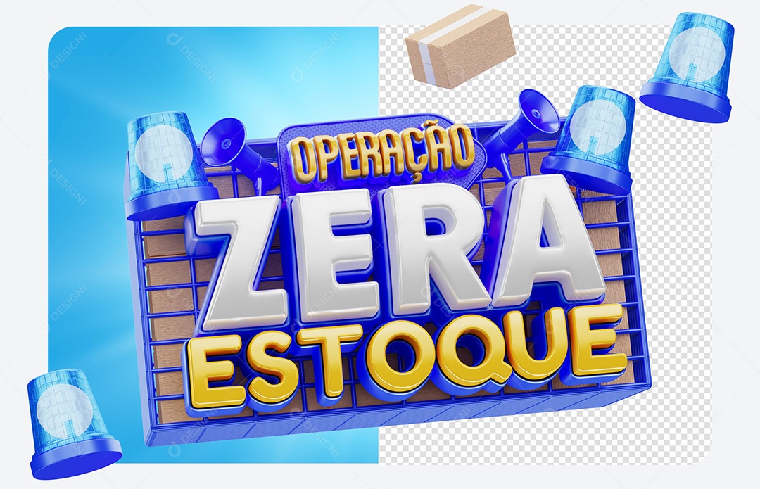 Selo 3D Operação Zera Estoque Azul Social Media PSD Editável