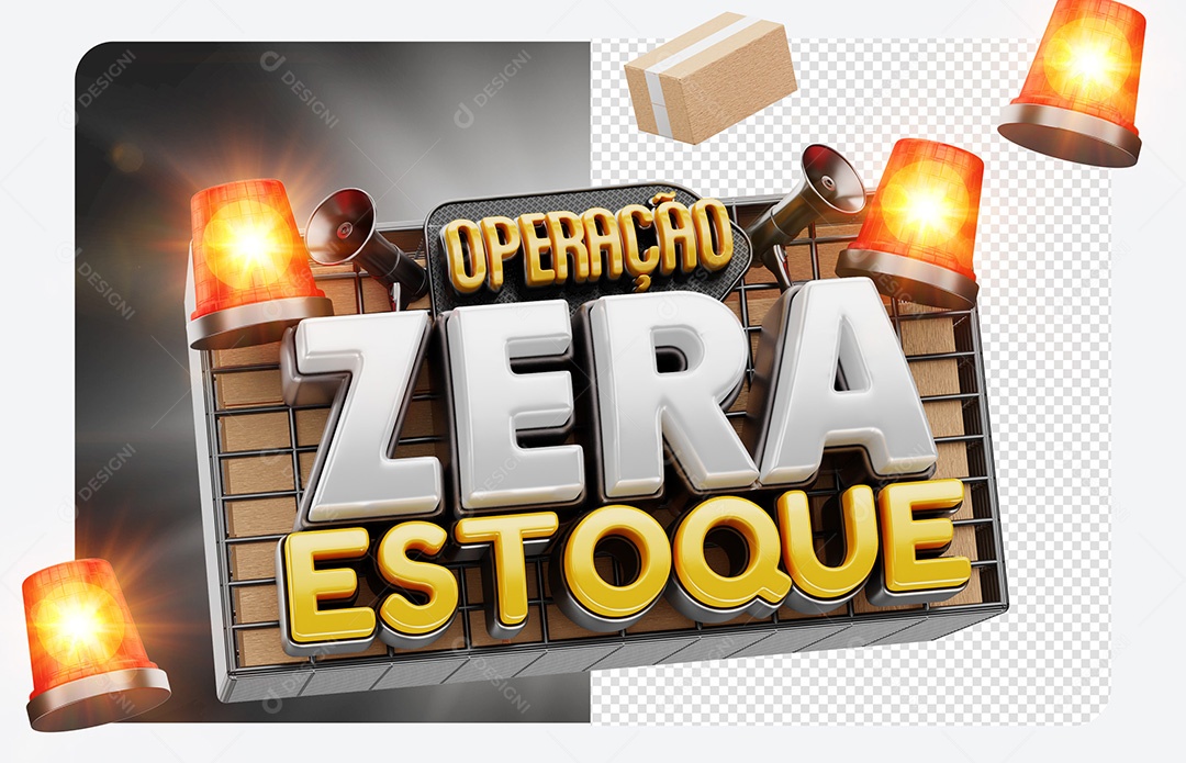 Selo 3D Operação Zera Estoque Preto Social Media PSD Editável