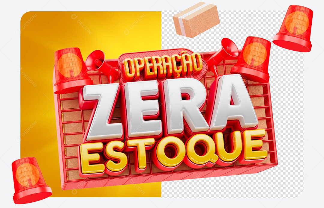 Selo 3D Operação Zera Estoque Vermelho Social Media PSD Editável