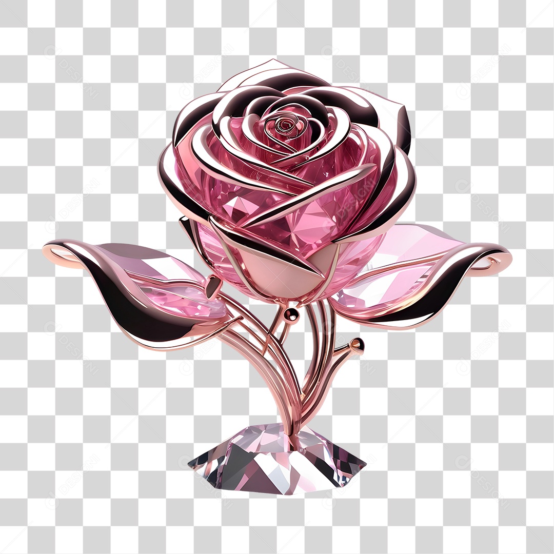 Rosa de Cristal Dia da Mulher PNG Transparente