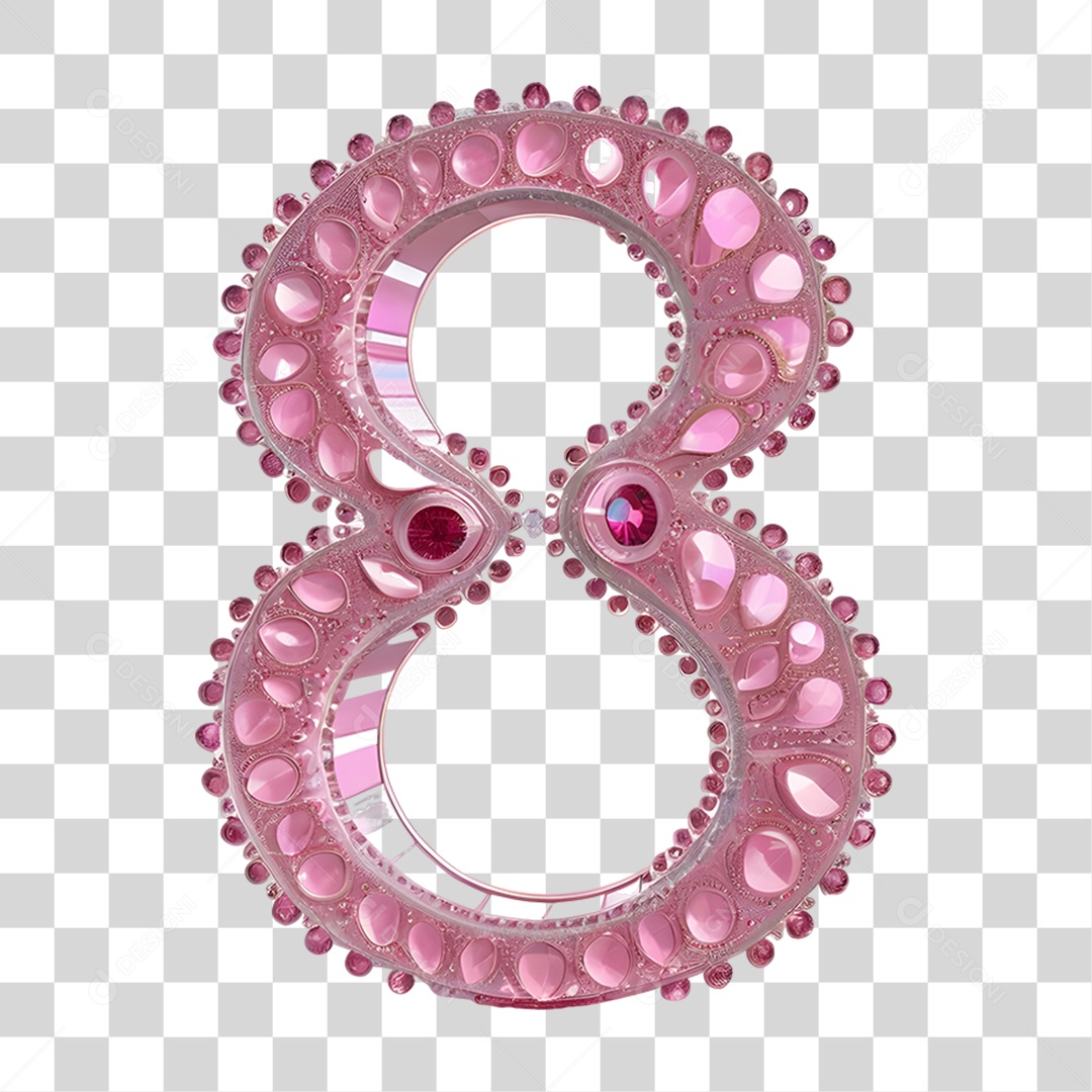 Número 8 de Cristal Dia da Mulher PNG Transparente