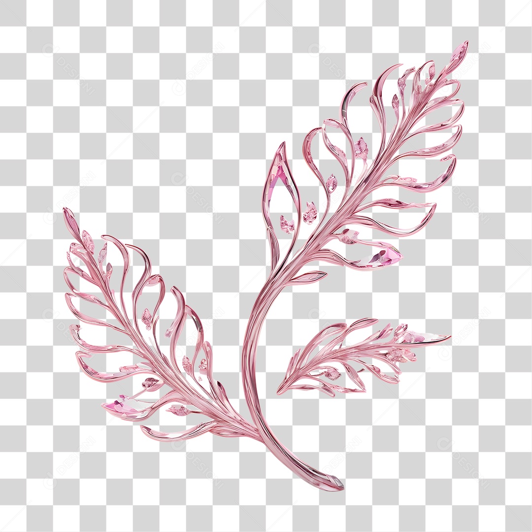 Folhas e Galhos de Cristal PNG Transparente