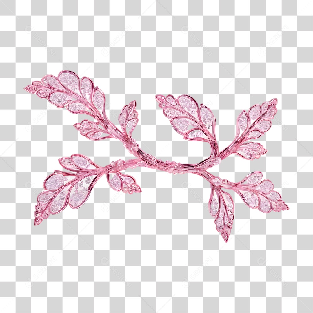 Folhas e Galhos de Cristal PNG Transparente