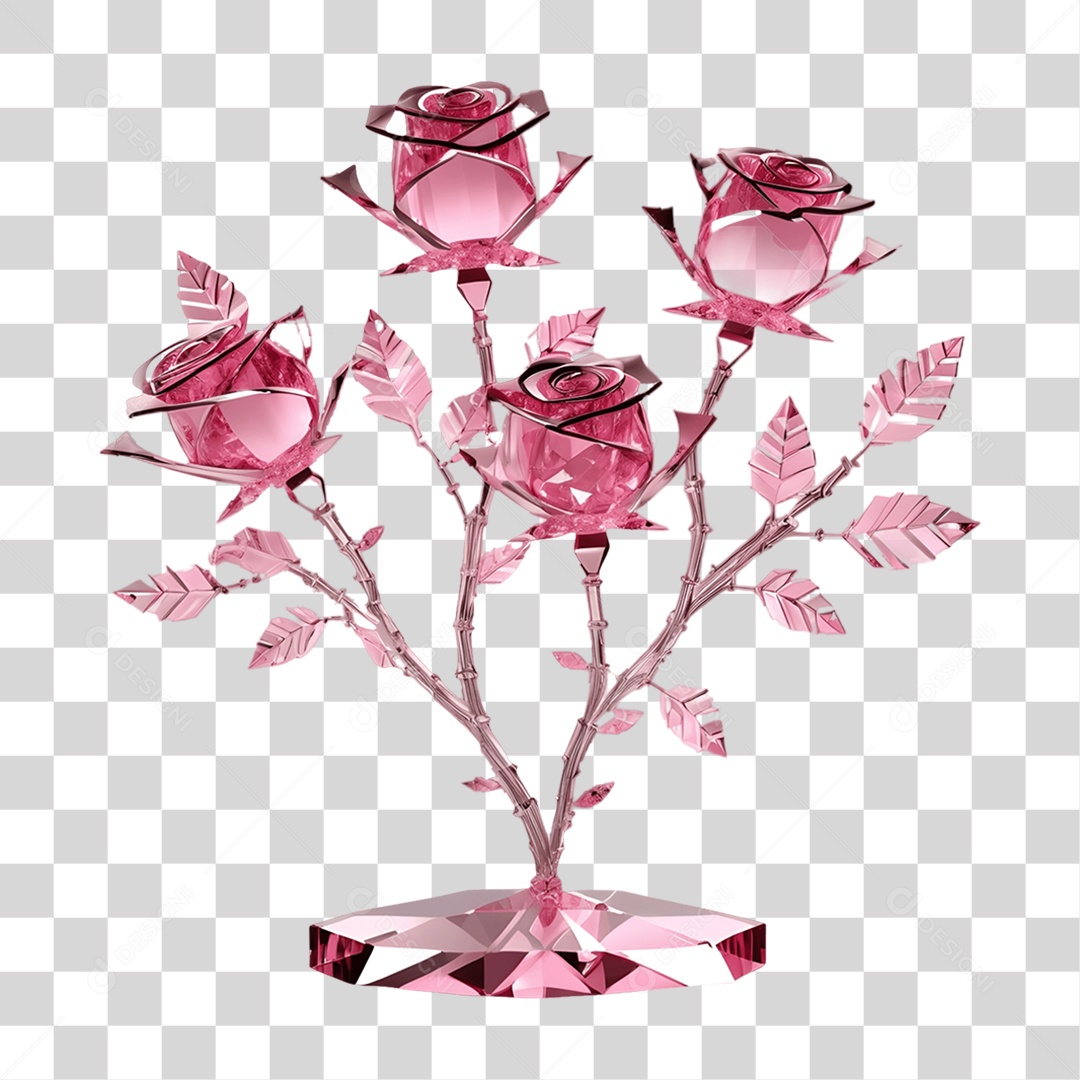 Rosas e Folhas de Cristal Dia da Mulher PNG Transparente