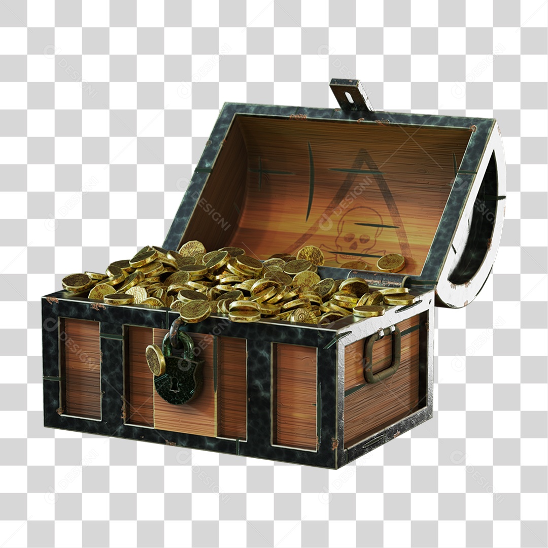 Baú de Madeira PNG Transparente
