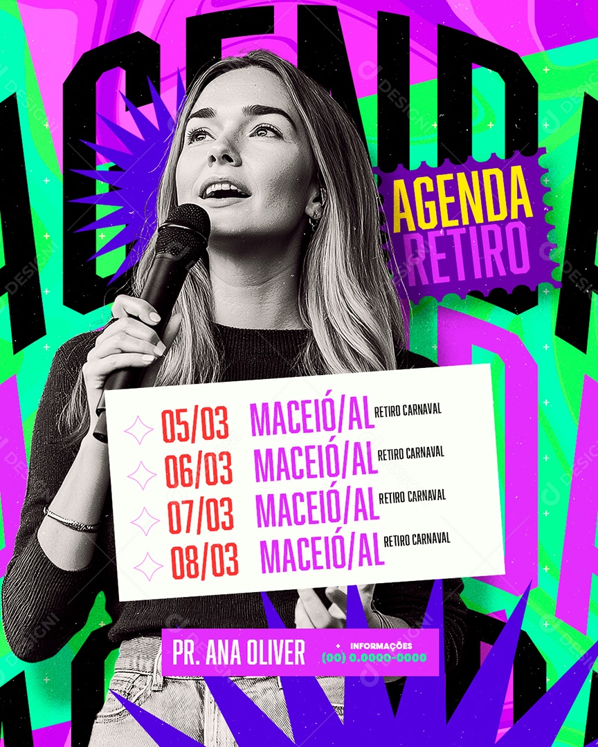 Flyer Agenda Retiro Carnaval Pr Ana Oliver Social Media PSD Editável