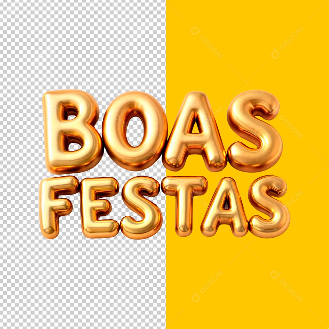 Ano Novo Boas Festas Selo 3D Dourado para Composição PSD