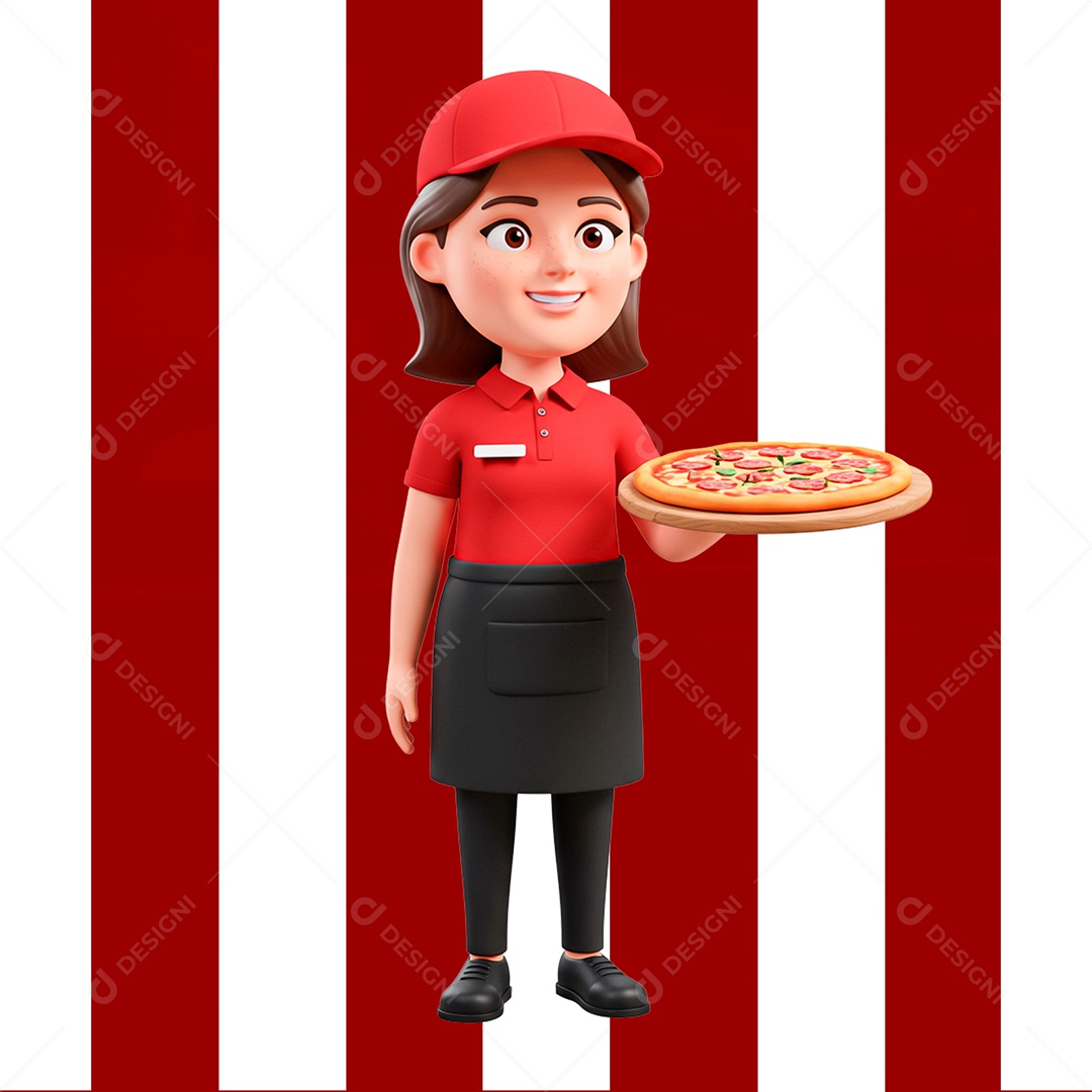 Persoangem 3D Pizzaiola para Composição PSD