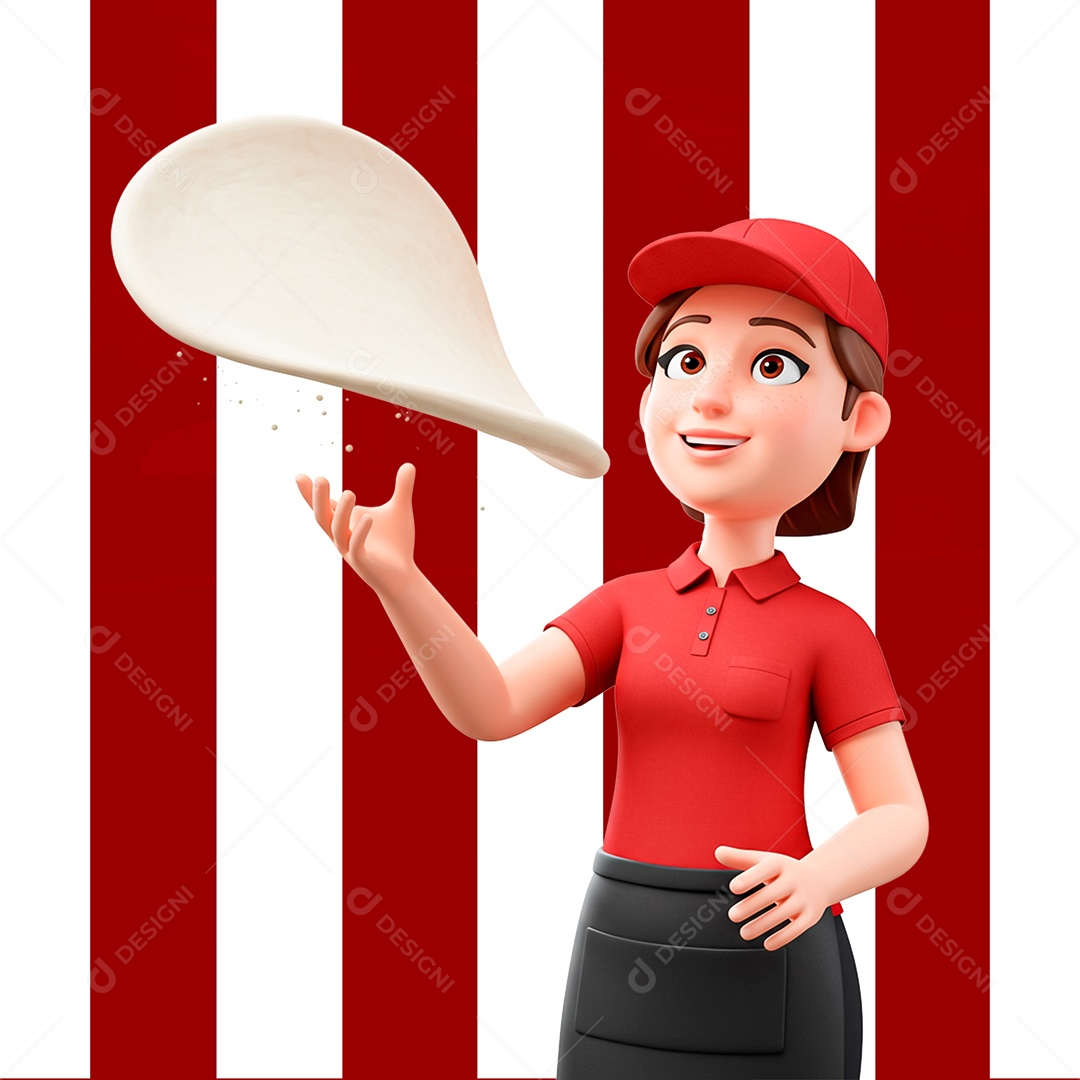 Persoangem 3D Pizzaiola para Composição PSD