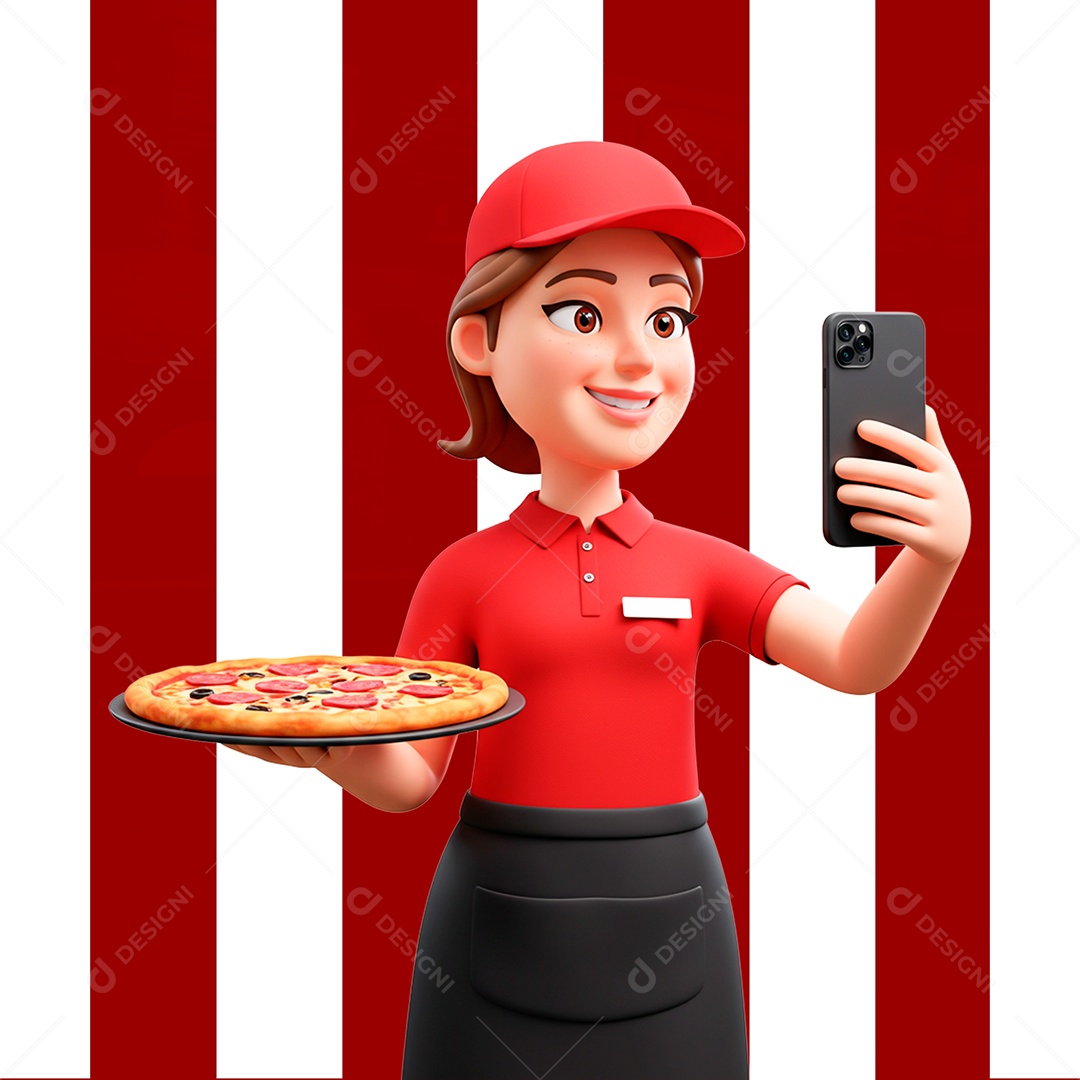 Persoangem 3D Pizzaiola para Composição PSD