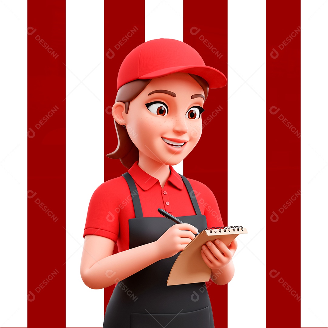 Persoangem 3D Pizzaiola para Composição PSD